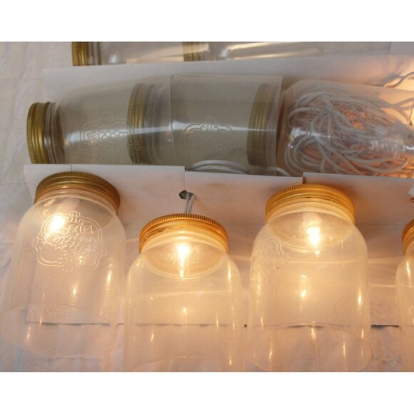 Mason Jar String Lights Set of 10, NEW in Box Plastic Farmhouse Country Porch - Picture 6 of 7